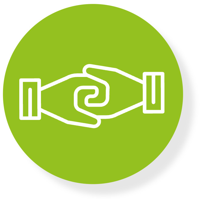 we connect to build genuine relationships we commit to building a better future - icon