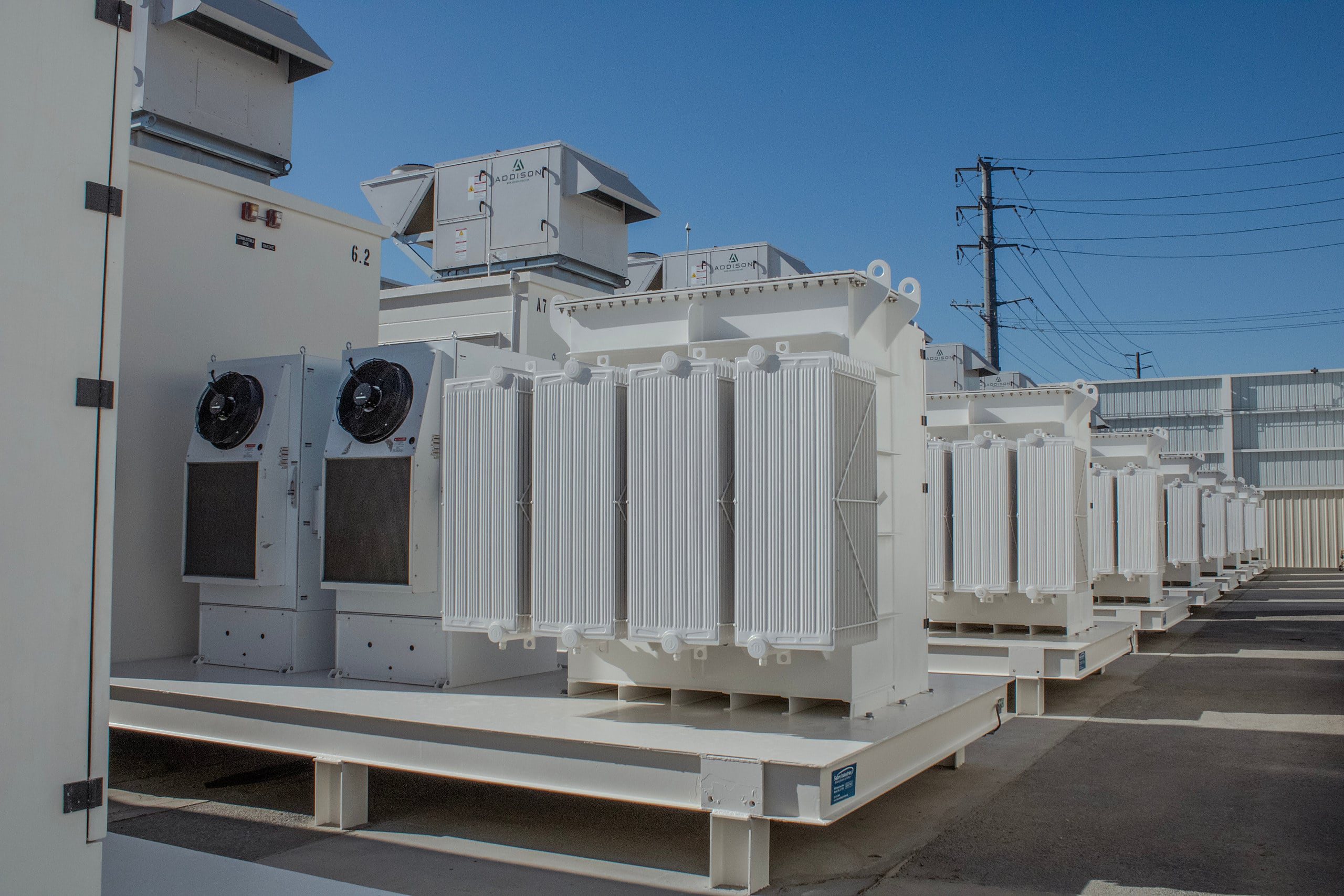 Onsite power plant transformers and switchgear