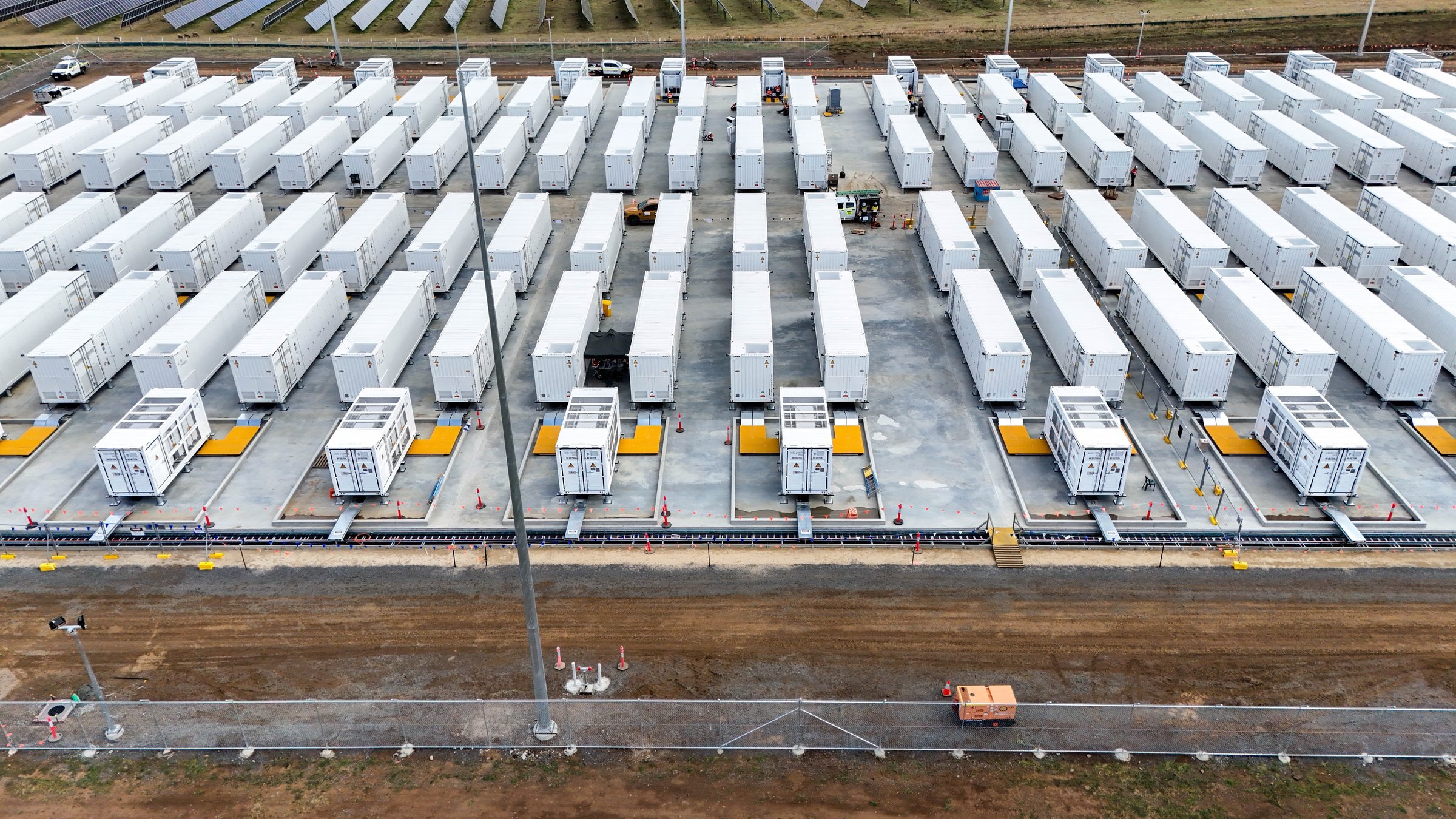 Rows of supplemental onsite power containers