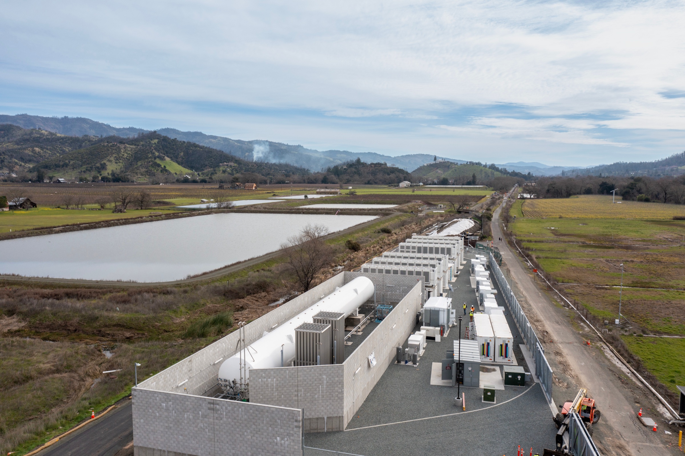 Aerial view of the Calistoga Resiliency Center hydrogen and battery storage site