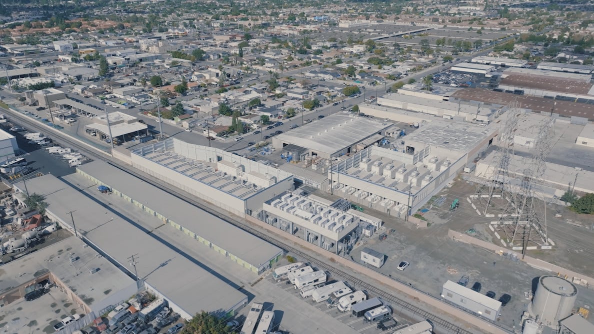 Aerial view of gas reciprocating engine generation at the Stanton wellhead site