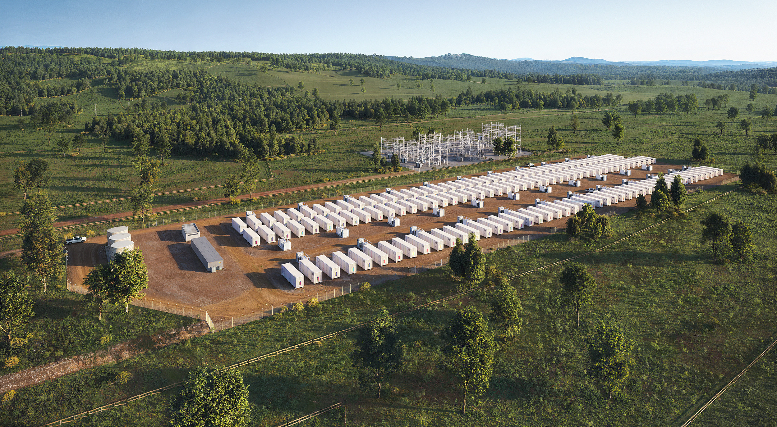 Aerial render of the Ebor battery energy storage system in New South Wales, Australia