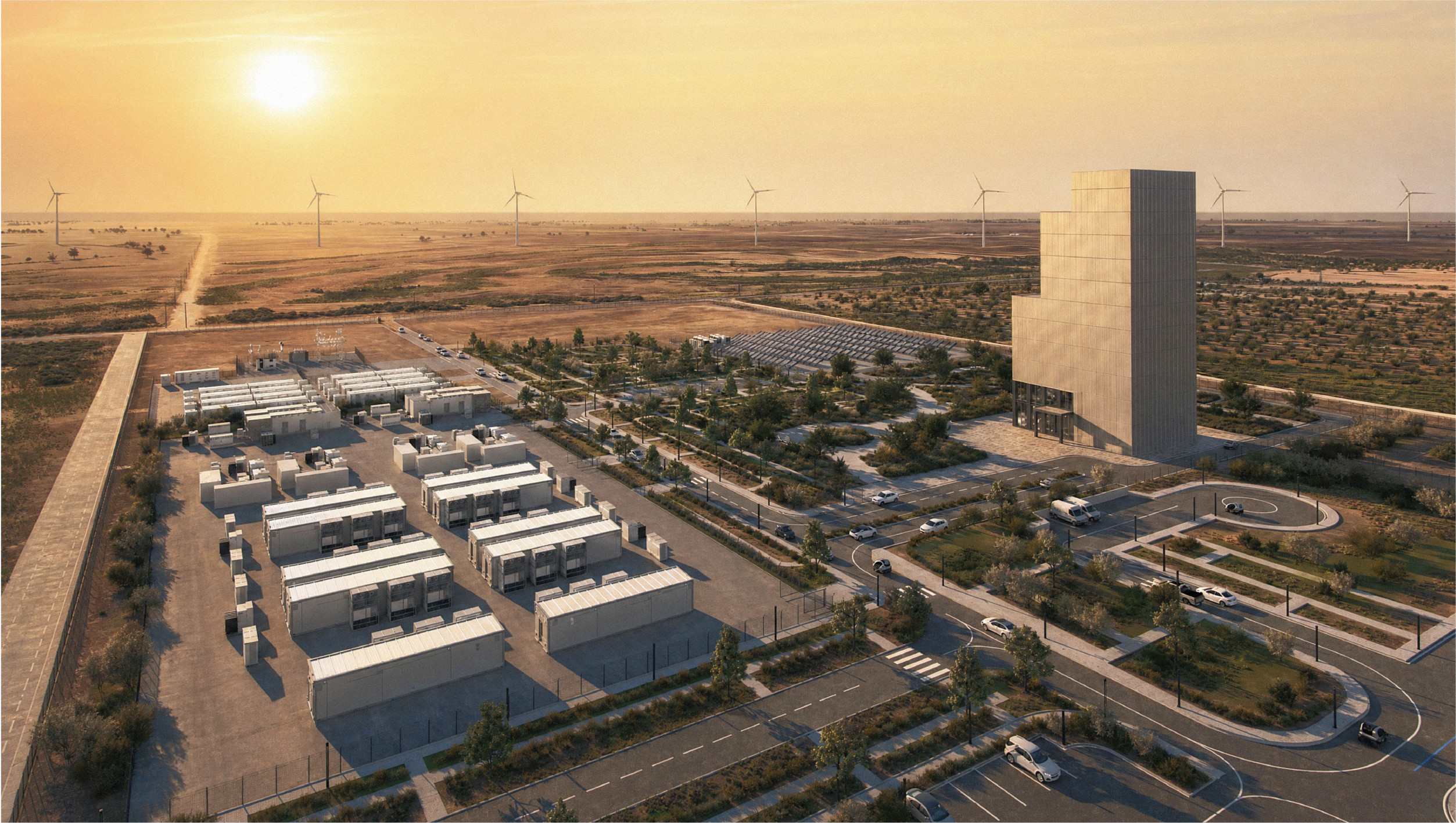 Render of the SnyderAI powered data center campus