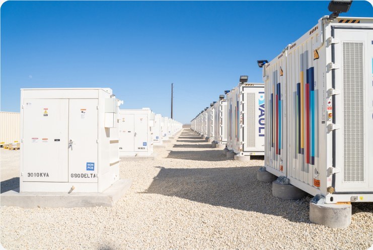 B-VAULT containers between site rows