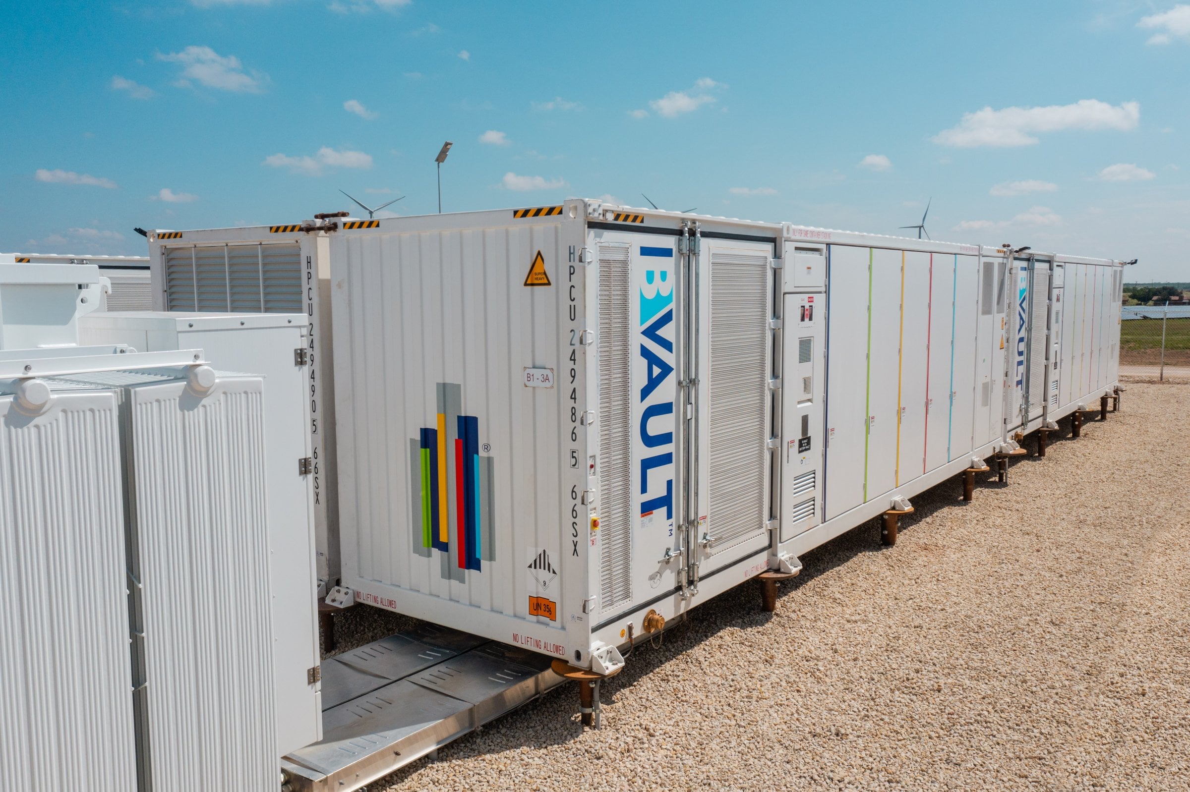 B-Vault battery storage containers serving on-site power